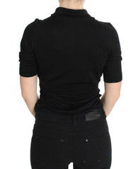 Dolce & Gabbana Black Silk Floral Embroidered Polo Top -   -  Dolce & Gabbana.