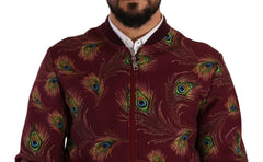 Dolce & Gabbana Red Peacock Polyester Stretch Full Zip Jacket -   -  Dolce & Gabbana.
