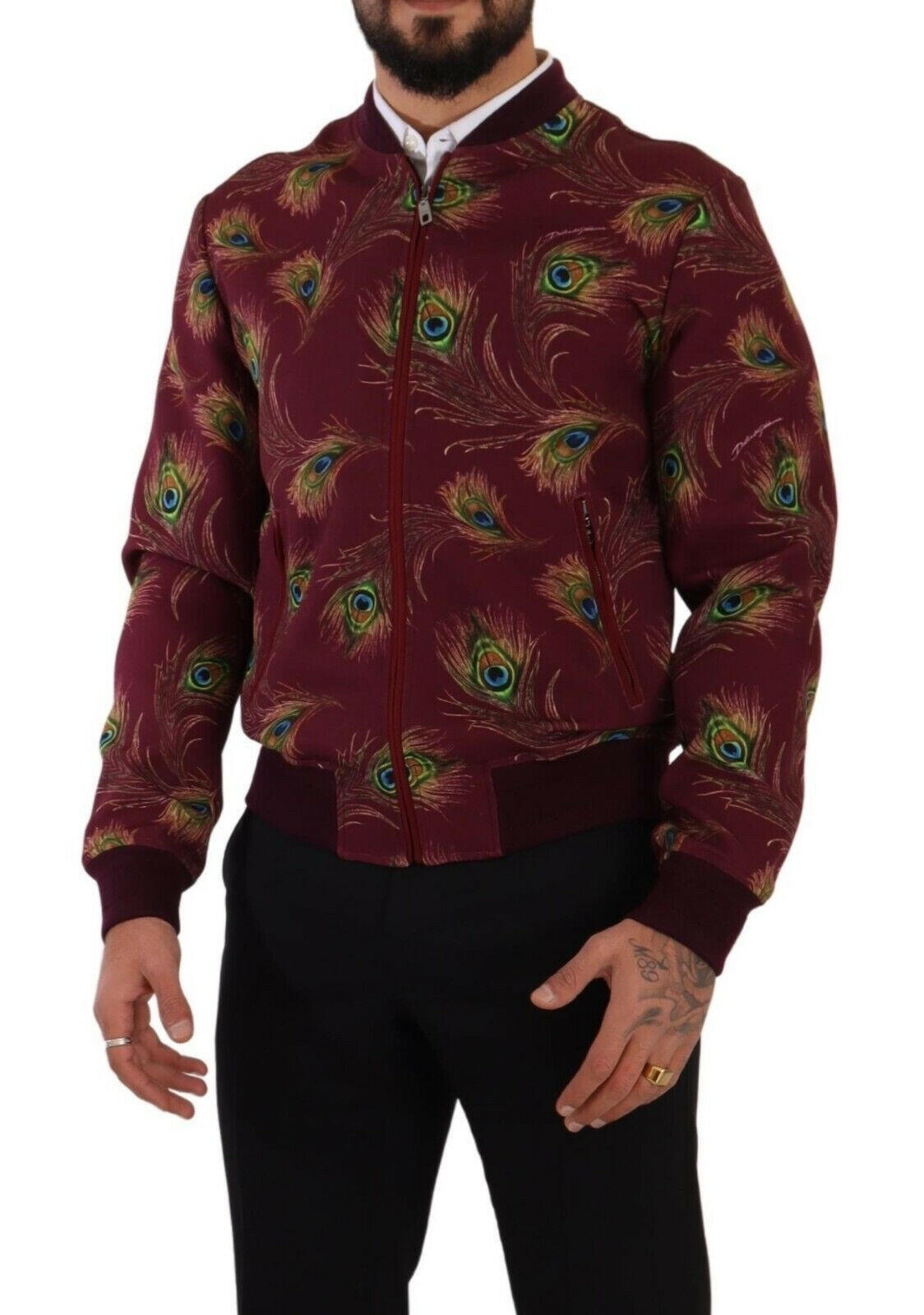 Dolce & Gabbana Red Peacock Polyester Stretch Full Zip Jacket -   -  Dolce & Gabbana. Dolce & Gabbana Red Peacock Polyester Stretch Full Zip Jacket -   -  Dolce & Gabbana.