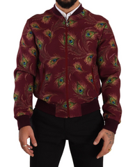 Dolce & Gabbana Red Peacock Polyester Stretch Full Zip Jacket -   -  Dolce & Gabbana.