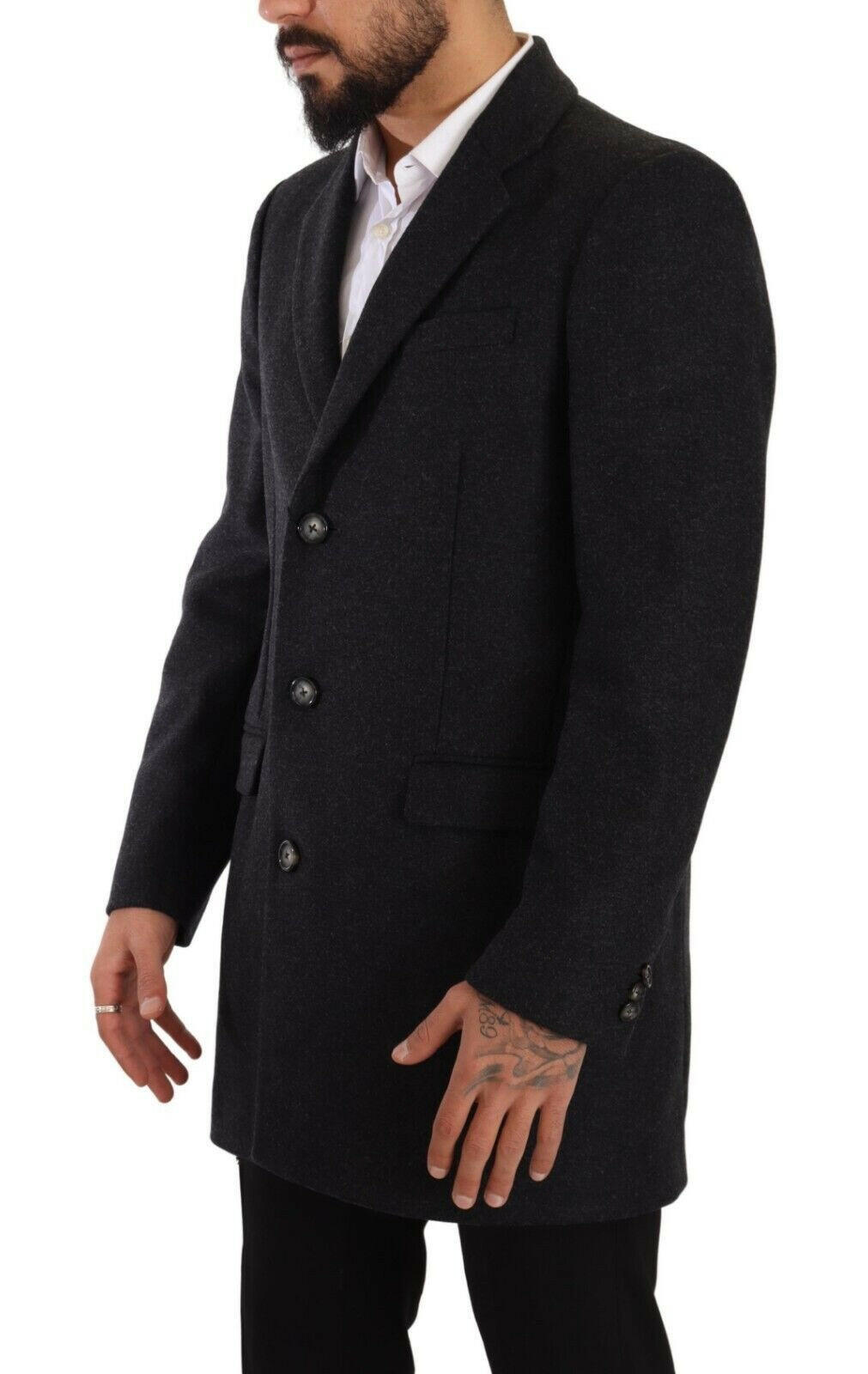 Dolce & Gabbana Dark Gray Wool Over Trench Coat Men Jacket -   -  Dolce & Gabbana. Dolce & Gabbana Dark Gray Wool Over Trench Coat Men Jacket -   -  Dolce & Gabbana.