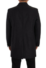 Dolce & Gabbana Dark Gray Wool Over Trench Coat Men Jacket -   -  Dolce & Gabbana.
