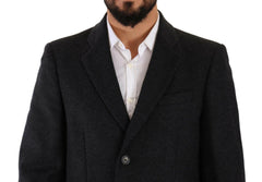 Dolce & Gabbana Dark Gray Wool Over Trench Coat Men Jacket -   -  Dolce & Gabbana.