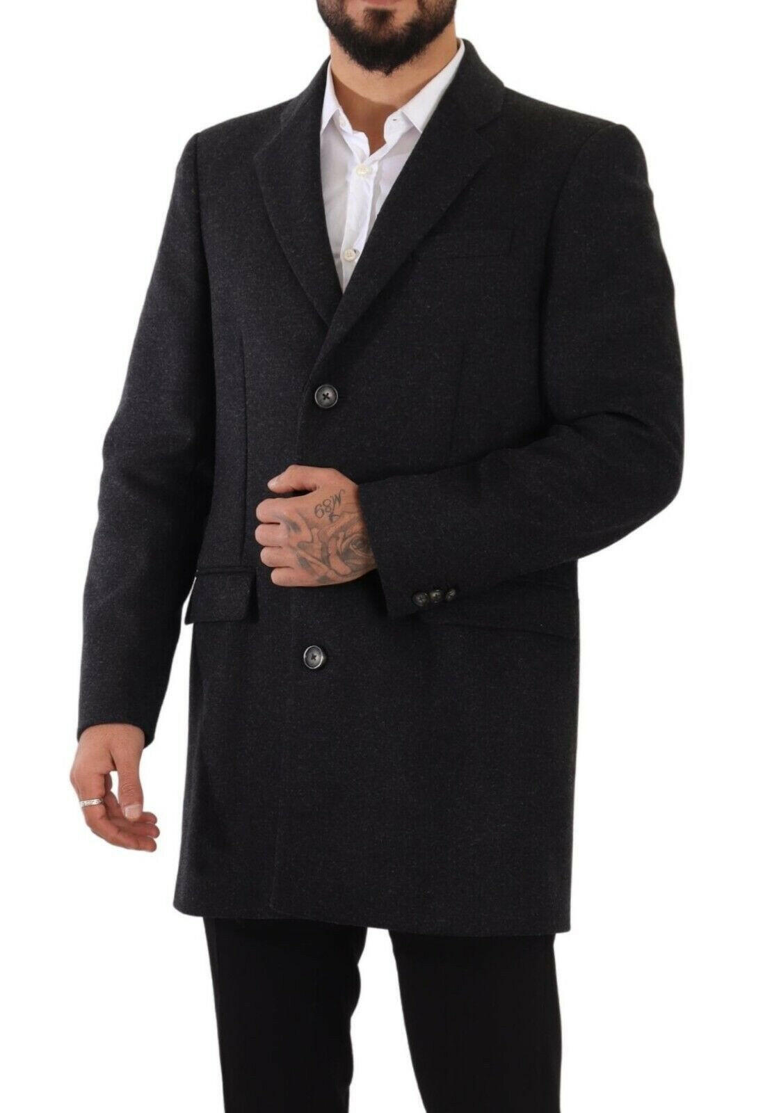 Dolce & Gabbana Dark Gray Wool Over Trench Coat Men Jacket -   -  Dolce & Gabbana. Dolce & Gabbana Dark Gray Wool Over Trench Coat Men Jacket -   -  Dolce & Gabbana.
