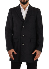 Dolce & Gabbana Dark Gray Wool Over Trench Coat Men Jacket -   -  Dolce & Gabbana.