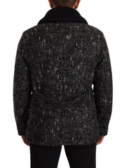 Dolce & Gabbana Black Wool Double Breasted Coat Men Jacket -   -  Dolce & Gabbana.