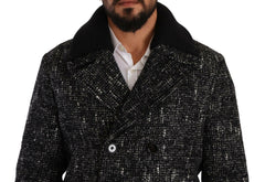 Dolce & Gabbana Black Wool Double Breasted Coat Men Jacket -   -  Dolce & Gabbana.