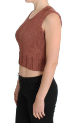 PINK MEMORIES Red Cotton Blend Knitted Sleeveless Sweater - - PINK MEMORIES.