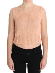 PINK MEMORIES Pink Cotton Blend Knitted Sleeveless Sweater - - PINK MEMORIES.