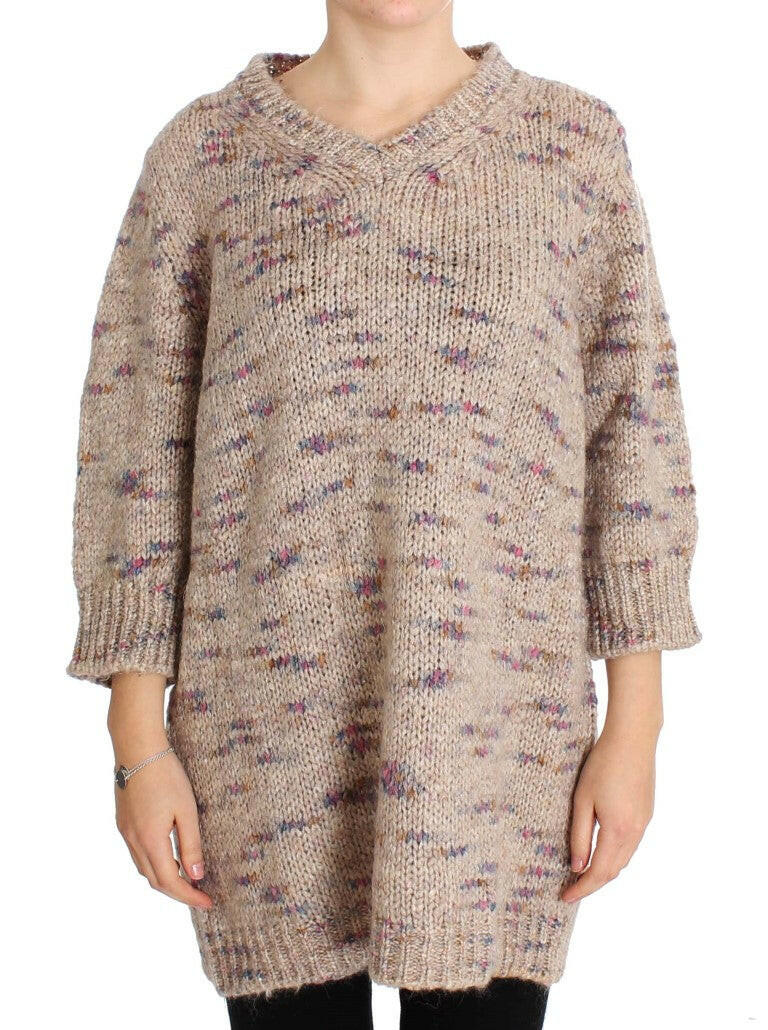 PINK MEMORIES Beige Wool Blend Knitted Oversize Sweater -   -  PINK MEMORIES.