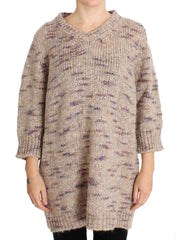 PINK MEMORIES Beige Wool Blend Knitted Oversize Sweater -   -  PINK MEMORIES.