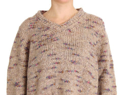 PINK MEMORIES Beige Wool Blend Knitted Oversize Sweater -   -  PINK MEMORIES.