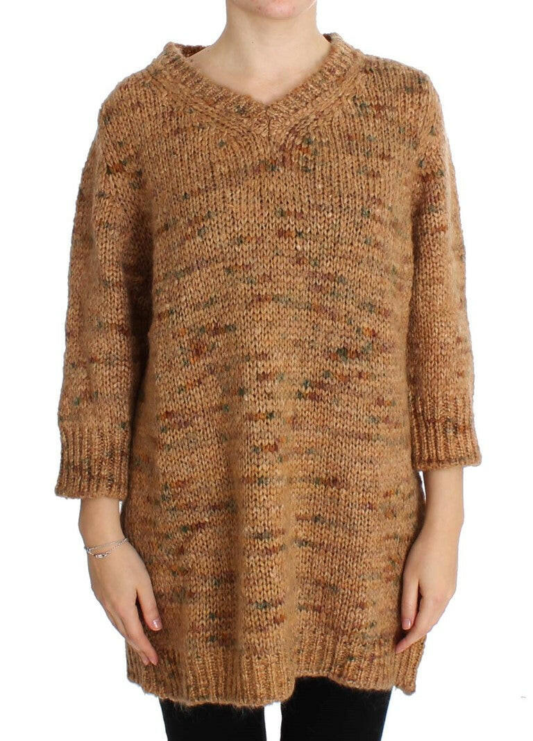 PINK MEMORIES Brown Wool Blend Knitted Oversize Sweater -   -  PINK MEMORIES.