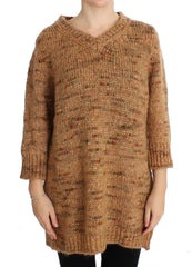 PINK MEMORIES Brown Wool Blend Knitted Oversize Sweater -   -  PINK MEMORIES.