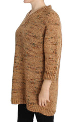 PINK MEMORIES Brown Wool Blend Knitted Oversize Sweater -   -  PINK MEMORIES.
