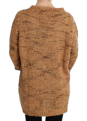 PINK MEMORIES Brown Wool Blend Knitted Oversize Sweater -   -  PINK MEMORIES.