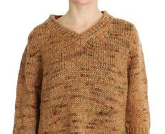 PINK MEMORIES Brown Wool Blend Knitted Oversize Sweater -   -  PINK MEMORIES.