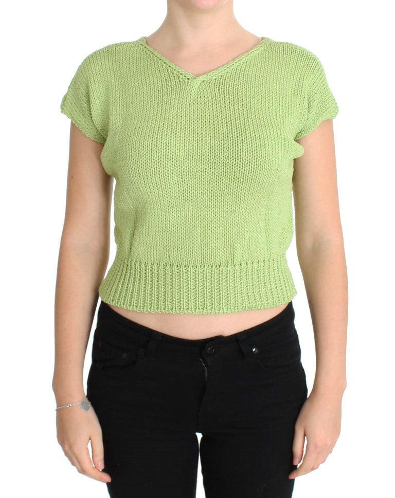 PINK MEMORIES Green Cotton Blend Knitted Sweater - - PINK MEMORIES.