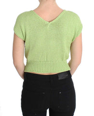 PINK MEMORIES Green Cotton Blend Knitted Sweater - - PINK MEMORIES.