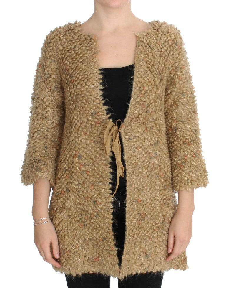 PINK MEMORIES Beige Wool Blend Cape Sweater - - PINK MEMORIES.