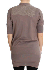 PINK MEMORIES Purple Lace Cotton Cardigan Sweater -   -  PINK MEMORIES.