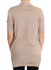 PINK MEMORIES Pink Lace Cotton Cardigan Sweater -   -  PINK MEMORIES.