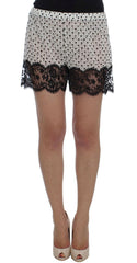 Dolce & Gabbana White Black Floral Lace Silk Sleepwear Shorts -   -  Dolce & Gabbana.
