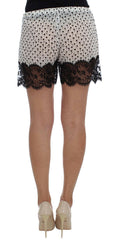 Dolce & Gabbana White Black Floral Lace Silk Sleepwear Shorts -   -  Dolce & Gabbana.