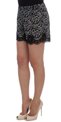 Dolce & Gabbana Black White Floral Lace Silk Sleepwear Shorts -   -  Dolce & Gabbana.