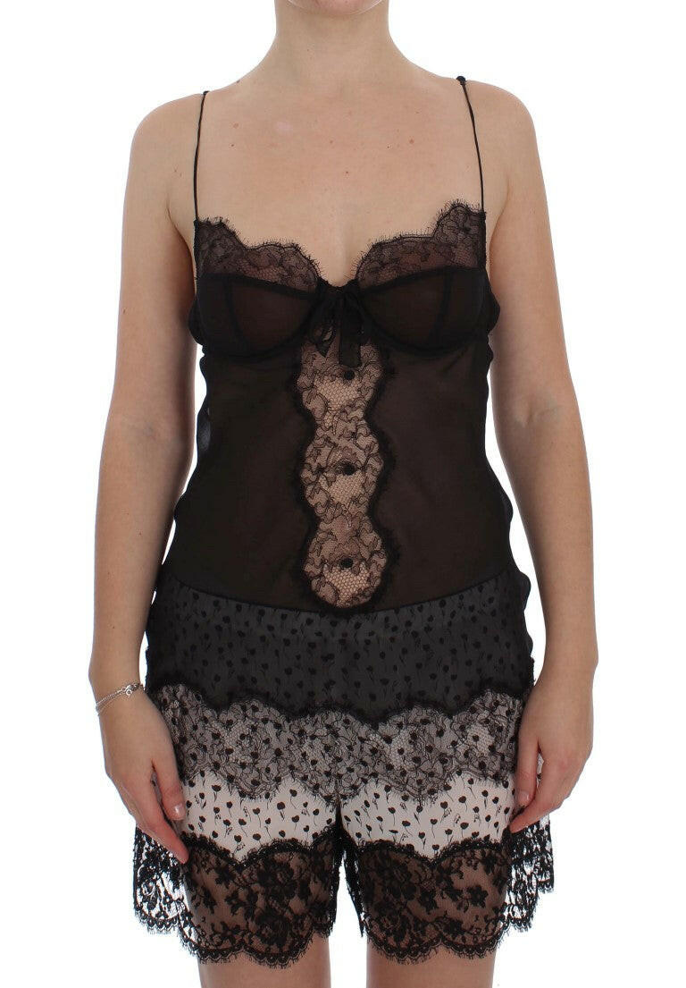Dolce & Gabbana Black Silk Lace Babydoll Lingerie Top -   -  Dolce & Gabbana.