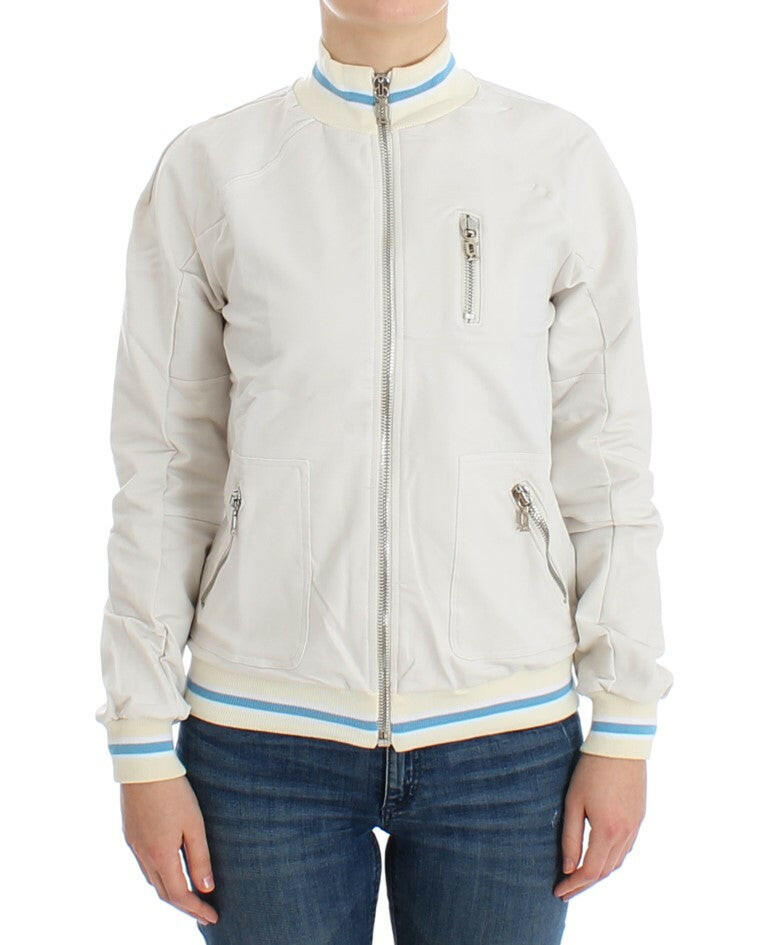 John Galliano White Mock Zip Cardigan Sweatshirt Sweater -   -  John Galliano.
