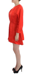 Fyodor Golan Red Mini Linen 3/4 Sleeve Sheath Dress -   -  Fyodor Golan.