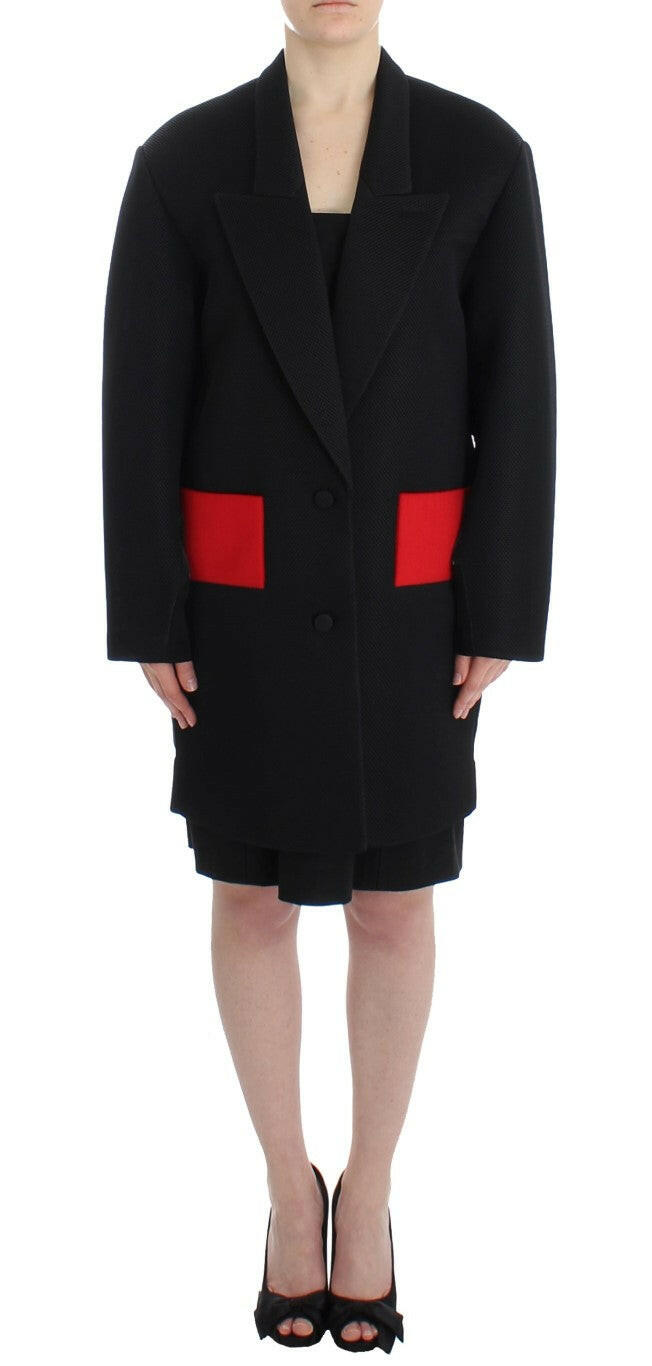 KAALE SUKTAE Black Coat Trench Long Draped Jacket Blazer -   -  KAALE SUKTAE.