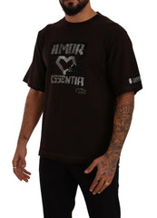 Dolce & Gabbana Bordeaux Cotton L-Amore Print Crewneck T-shirt - - Dolce & Gabbana.