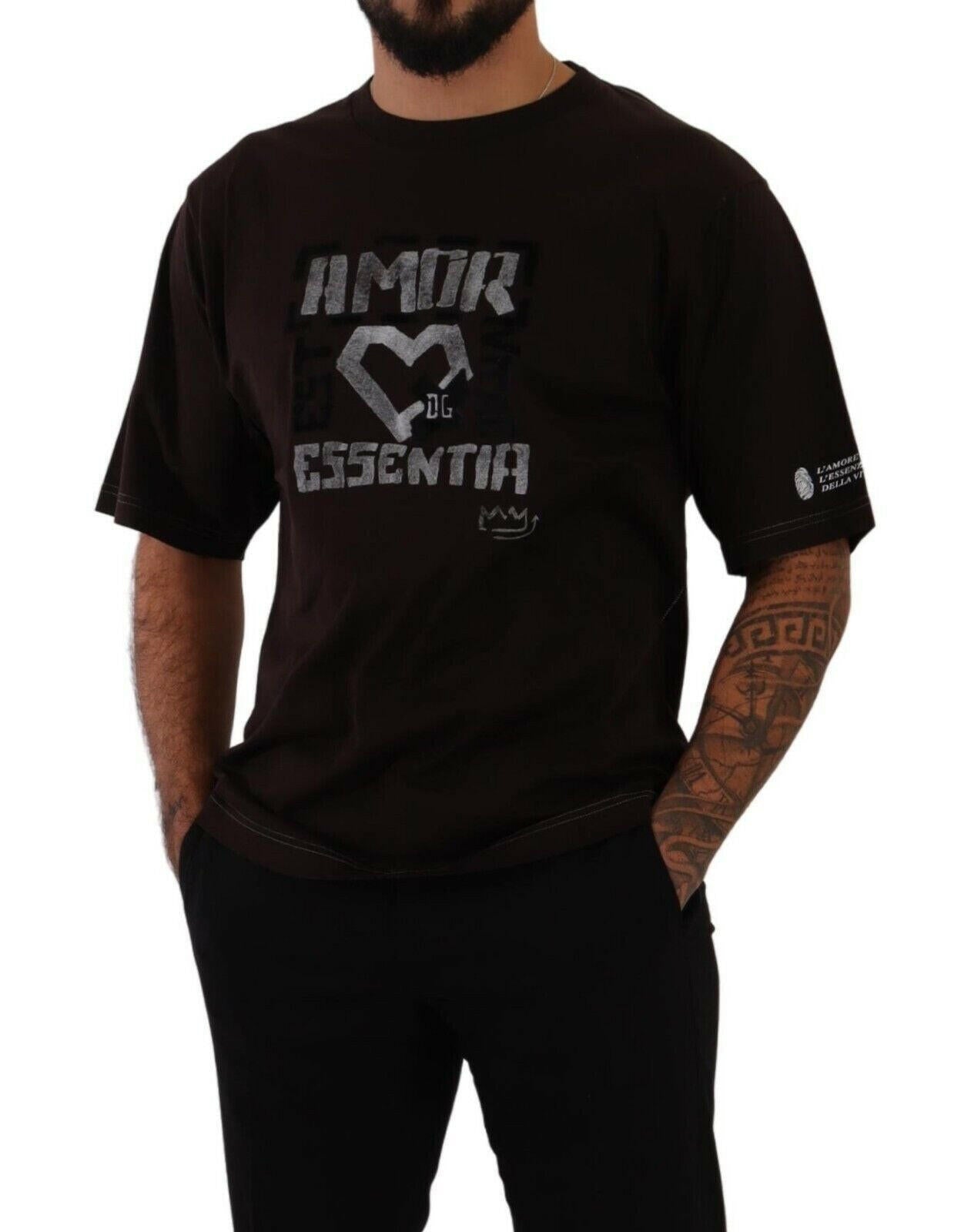 Dolce & Gabbana Bordeaux Cotton L-Amore Print Crewneck T-shirt - - Dolce & Gabbana.