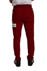 Dolce & Gabbana Red Cotton Logo Patch Sweatpants Jogging Pants -   -  Dolce & Gabbana.