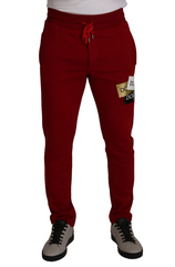 Dolce & Gabbana Red Cotton Logo Patch Sweatpants Jogging Pants -   -  Dolce & Gabbana.