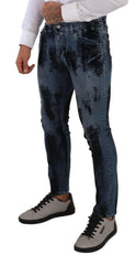Dolce & Gabbana Blue Black Cotton Skinny Denim Jeans - - Dolce & Gabbana.