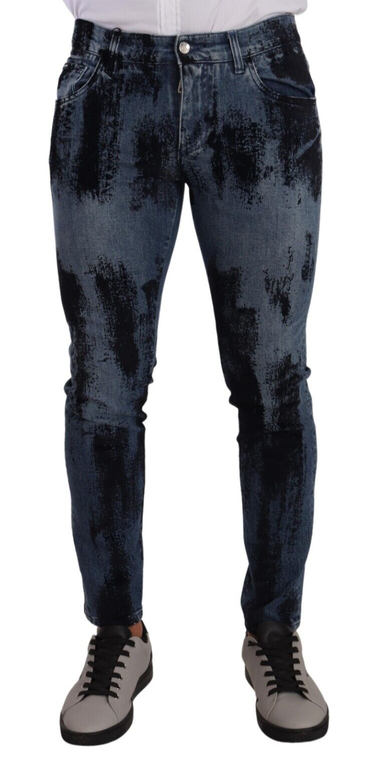 Dolce & Gabbana Blue Black Cotton Skinny Denim Jeans - - Dolce & Gabbana.