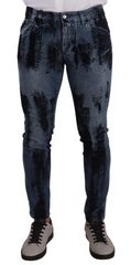 Dolce & Gabbana Blue Black Cotton Skinny Denim Jeans - - Dolce & Gabbana.