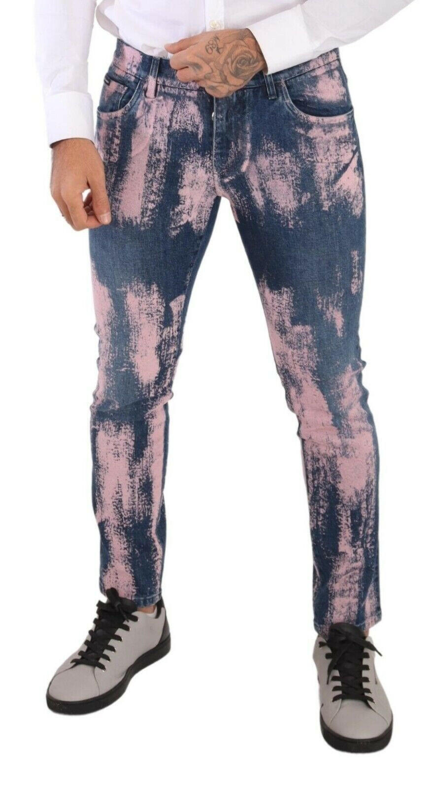 Dolce & Gabbana Blue Pink Tie Dye Cotton Skinny Denim Jeans -   -  Dolce & Gabbana. Dolce & Gabbana Blue Pink Tie Dye Cotton Skinny Denim Jeans -   -  Dolce & Gabbana.