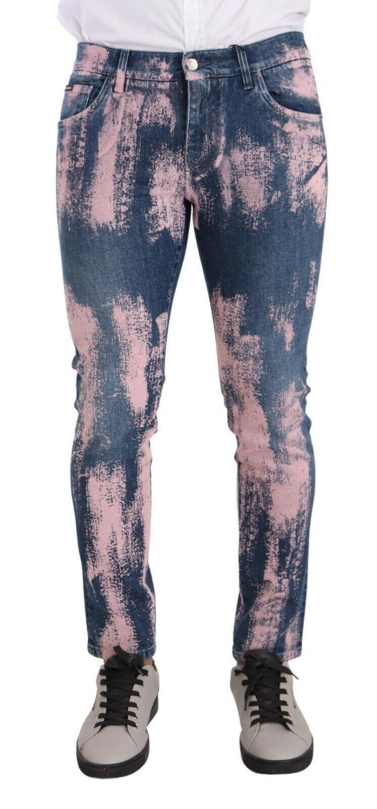 Dolce & Gabbana Blue Pink Tie Dye Cotton Skinny Denim Jeans -   -  Dolce & Gabbana.