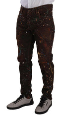 Dolce & Gabbana Brown Splash Color Cotton Regular Denim Jeans -   -  Dolce & Gabbana.