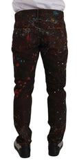 Dolce & Gabbana Brown Splash Color Cotton Regular Denim Jeans -   -  Dolce & Gabbana.