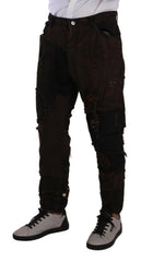 Dolce & Gabbana Brown Cotton Distressed Regular Denim Jeans -   -  Dolce & Gabbana.