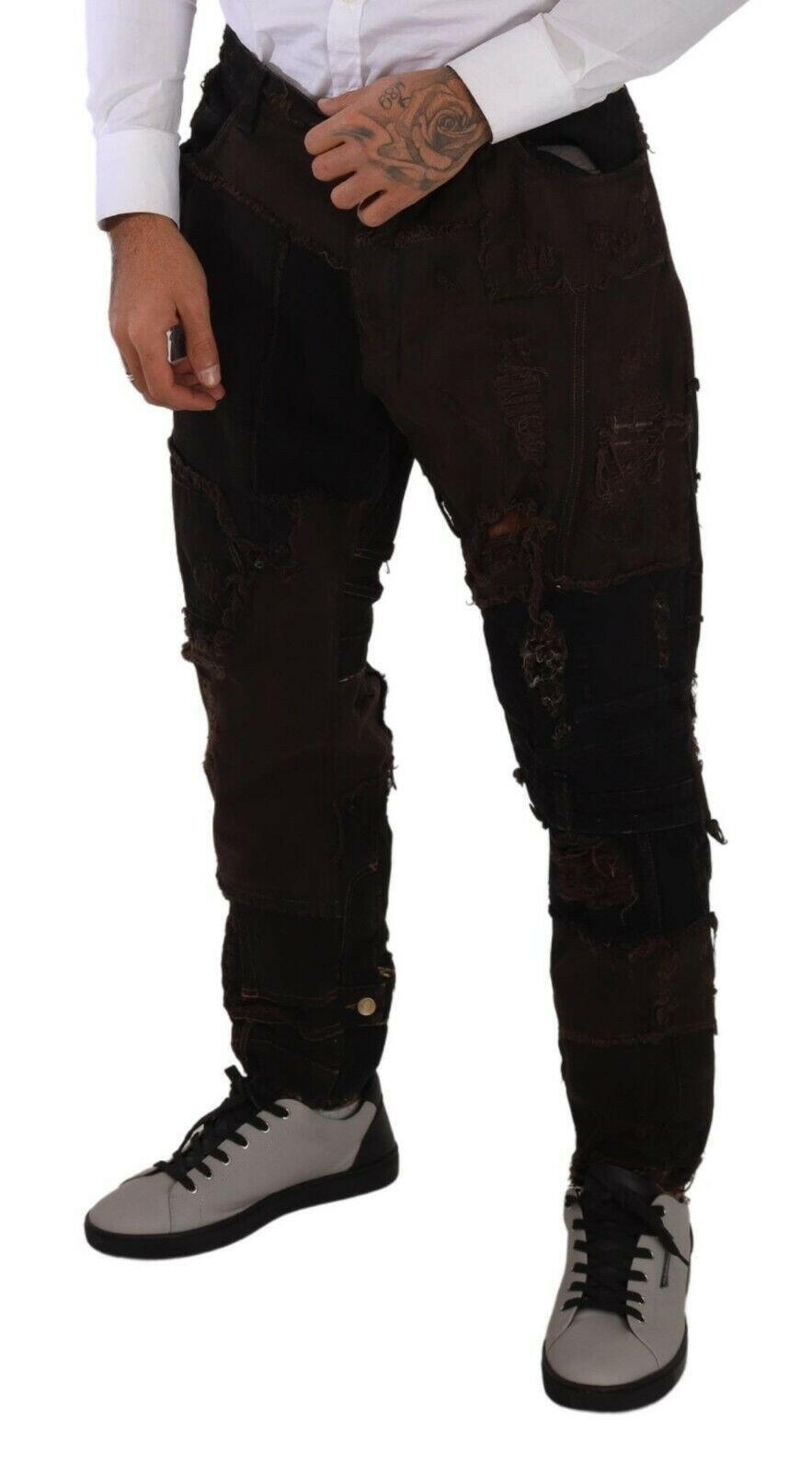 Dolce & Gabbana Brown Cotton Distressed Regular Denim Jeans -   -  Dolce & Gabbana. Dolce & Gabbana Brown Cotton Distressed Regular Denim Jeans -   -  Dolce & Gabbana.