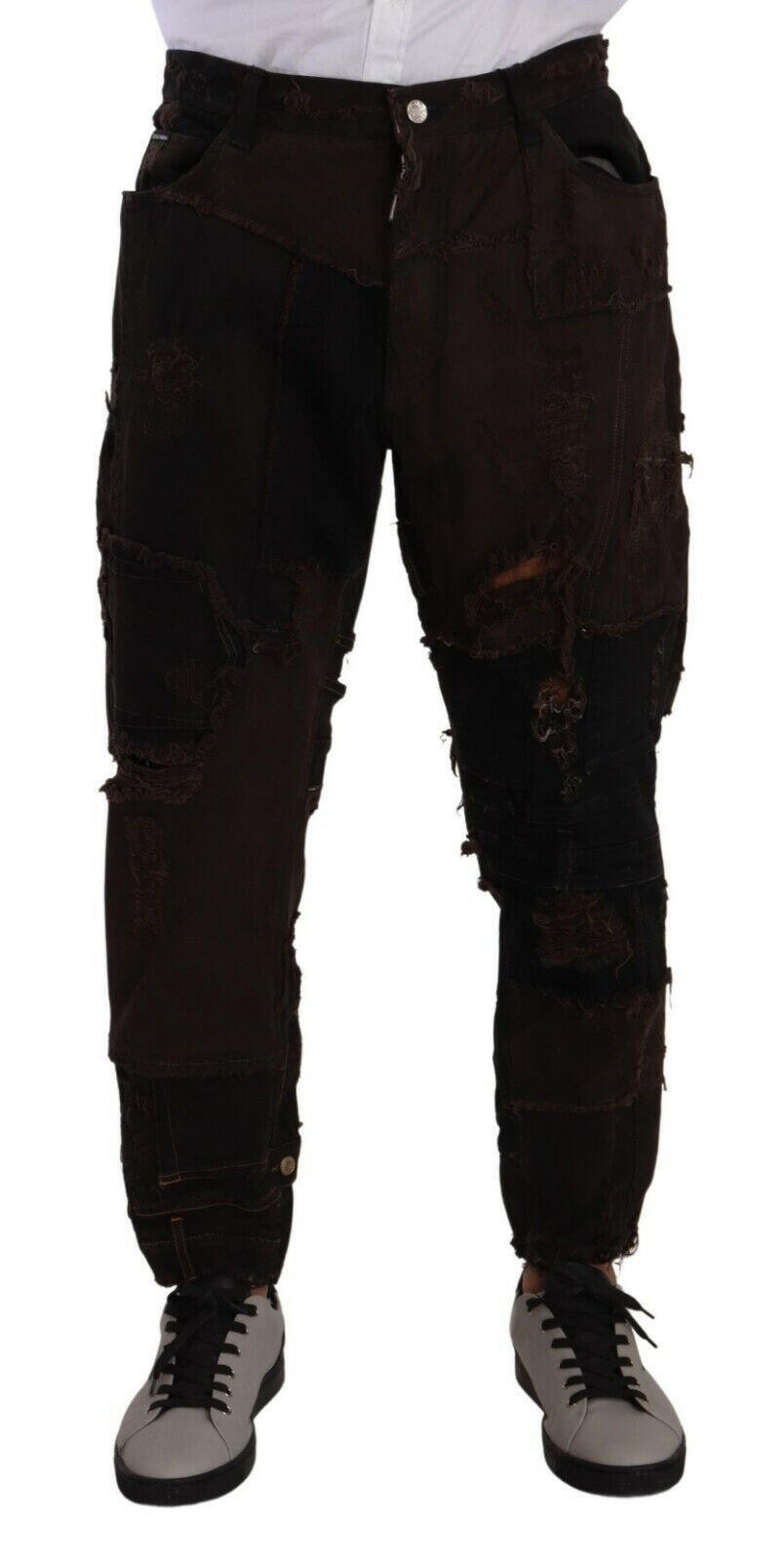 Dolce & Gabbana Brown Cotton Distressed Regular Denim Jeans -   -  Dolce & Gabbana.