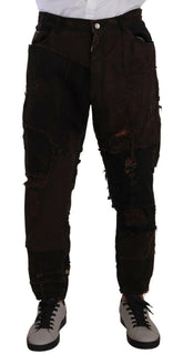 Dolce & Gabbana Brown Cotton Distressed Regular Denim Jeans -   -  Dolce & Gabbana.