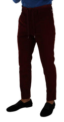 Dolce & Gabbana Bordeaux Velvet Mens Formal Trouser Dress Pants - - Dolce & Gabbana.