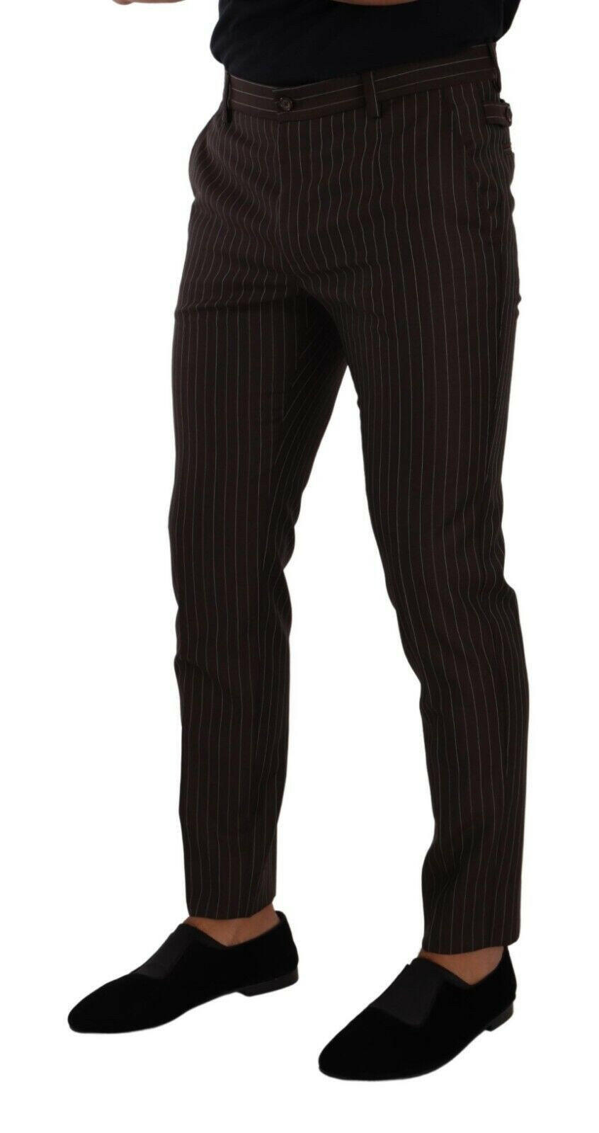 Dolce & Gabbana Brown Striped Wool Formal Trouser Dress Pants -   -  Dolce & Gabbana. Dolce & Gabbana Brown Striped Wool Formal Trouser Dress Pants -   -  Dolce & Gabbana.